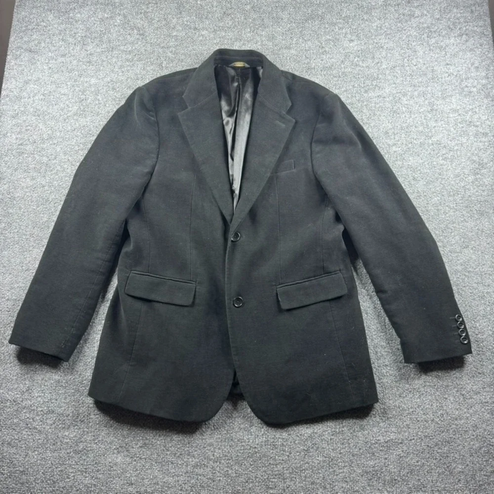 Banana Republic Blazer Men 42R Black Suede Sport Coat Jacket Suit Cotton Career